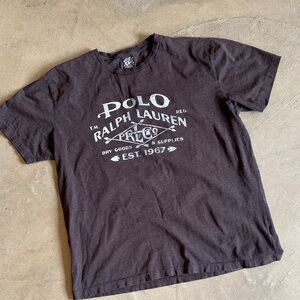 Polo Ralph Lauren Brown Graphic T-Shirt Dry Goods & Supplies Large vintage look